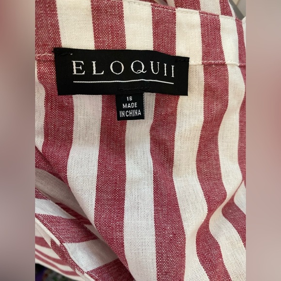 Eloquii NWT Nordstrom Red Striped Button-Down Midi Dress - Picture 6 of 6